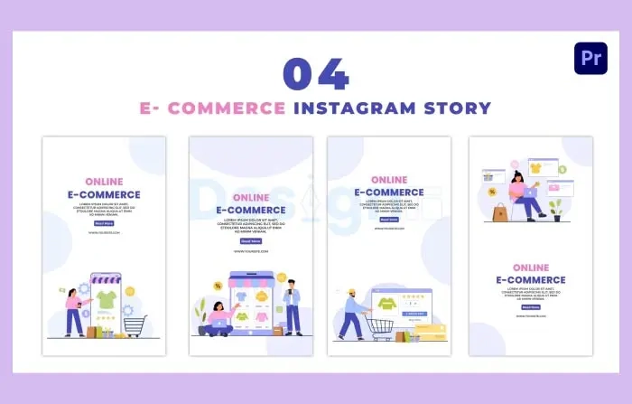 Online Shopping 2D Flat Character Instagram Story