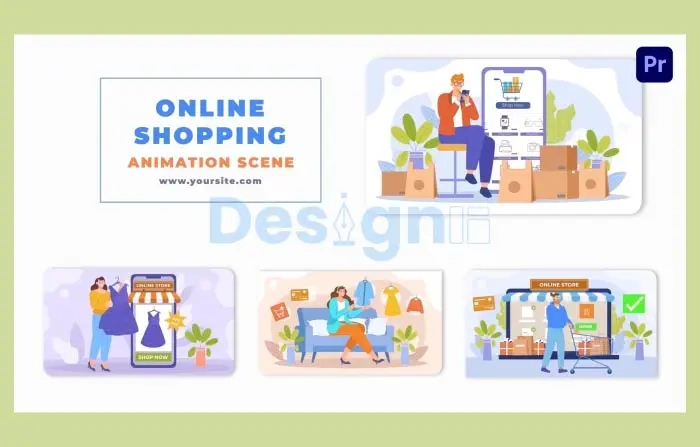 Online Shopping Character Animation Scene