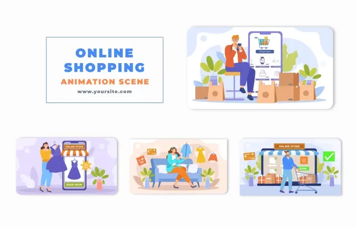 Online Shopping Vector Animation Scene