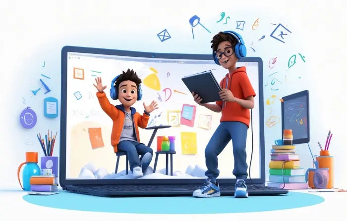 Online Education Concept Student 3D Character Illustration