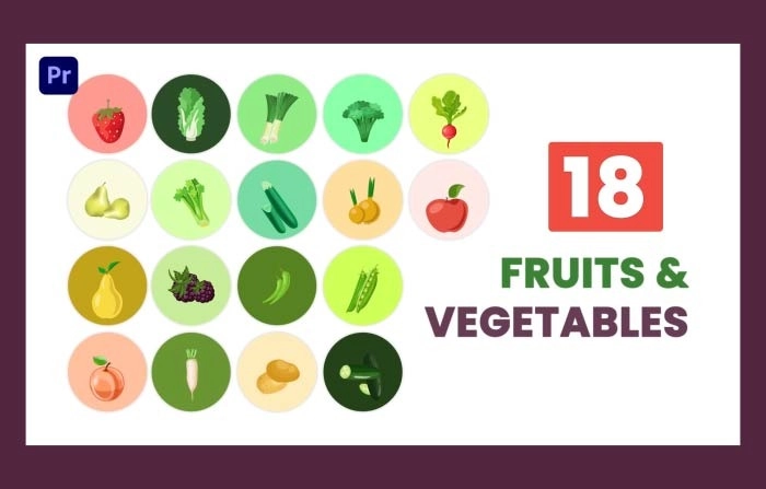 Organic Fresh Fruits And Vegetables Food Premiere Pro Element Pack Template