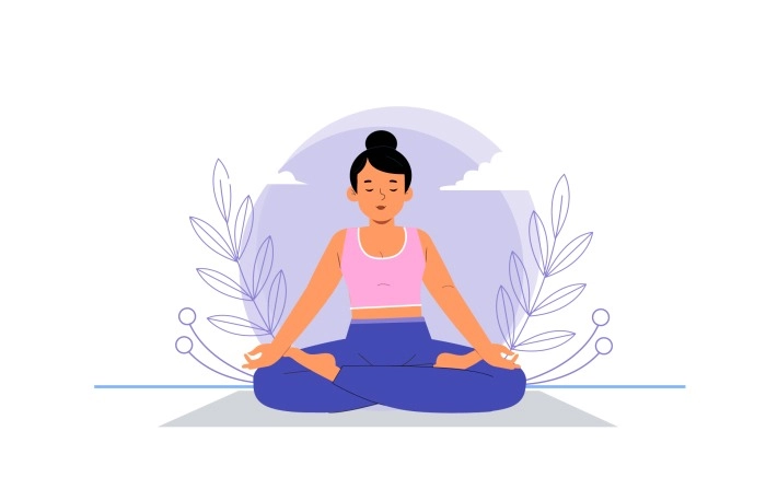 Padma Sana Pose Yoga Girl 2D Character image