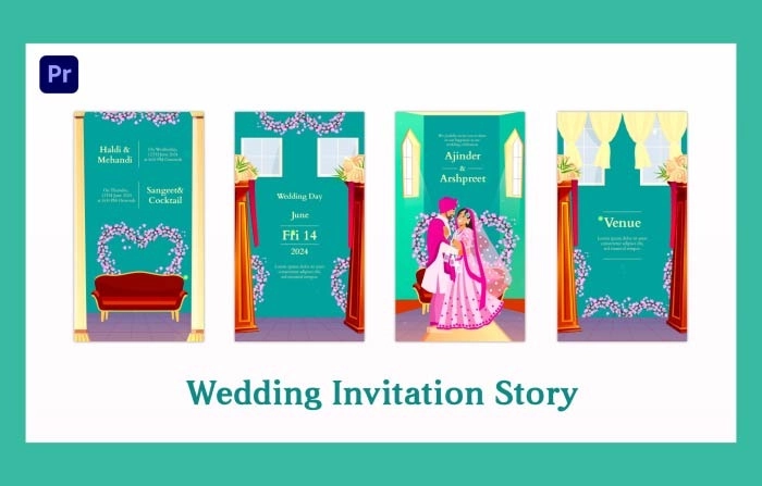 Punjabi Character Wedding Invitation Instagram Story Premiere Pro Template