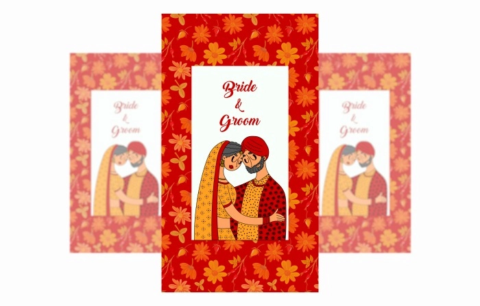 Punjabi Wedding Invitation Illustration image