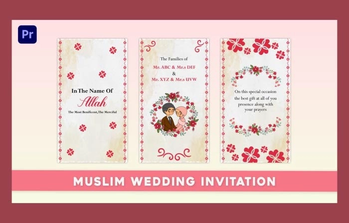 Paper Texture Muslim Wedding Invitation Premiere Pro Template