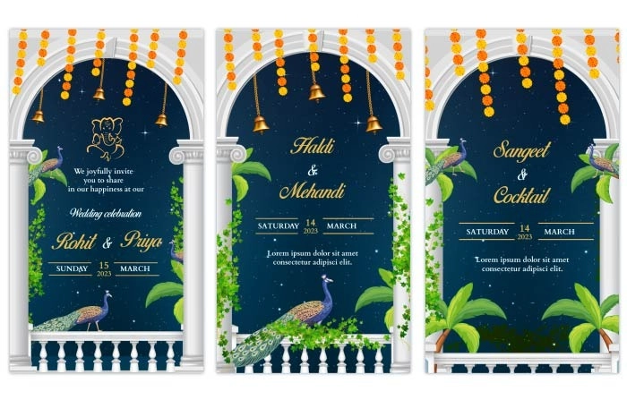 Peacock Character Wedding Invitation After Effects Instagram Story