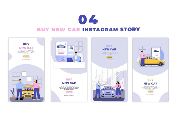 People Buying New Car 2d Character Instagram Story