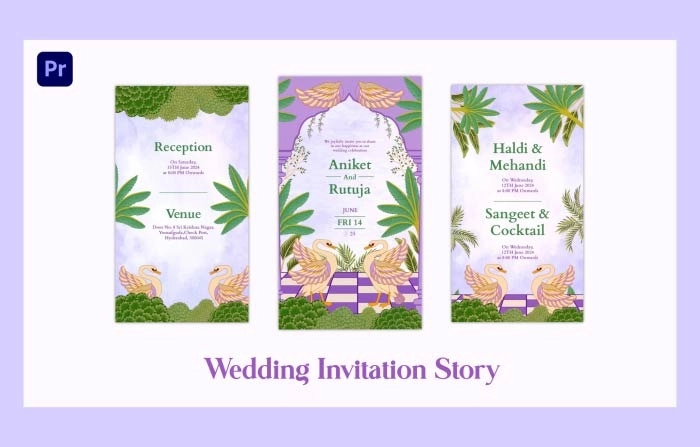 Personalized Wedding Invitation Video Instagram Story Premiere Pro Template
