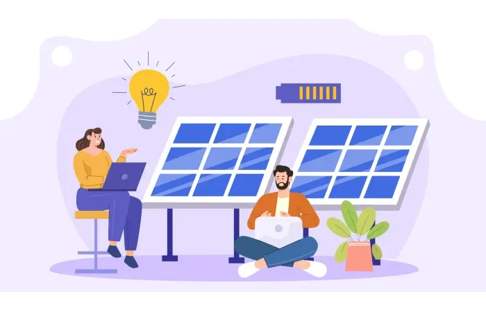 Photovoltaic Panel 2D Charging Concept Stock Illustration