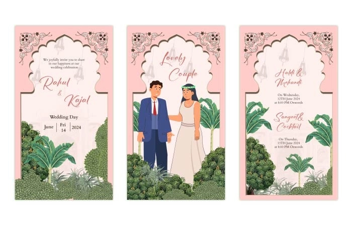 Plants Background Wedding Invitation After Effects Instagram Story