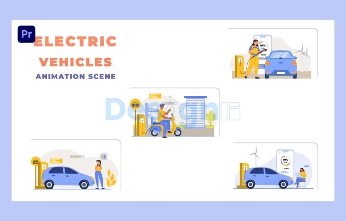 Premiere Pro Electric Vehicles Charging Stop Animation