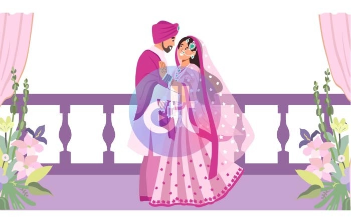 Premium Vector Punjabi Wedding Animation Scene