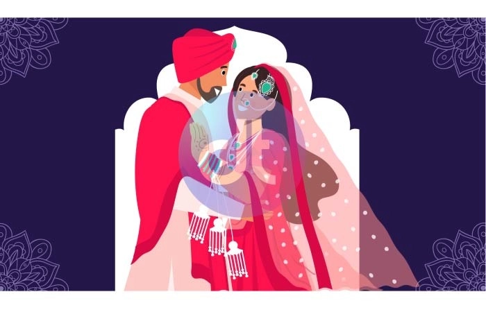 Punjabi Wedding Cartoon Character Animation Scene