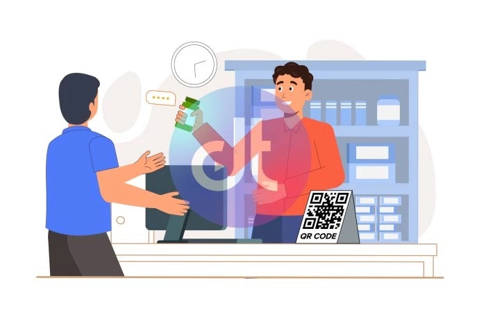 QR Code Digital Wallet Scene Animation