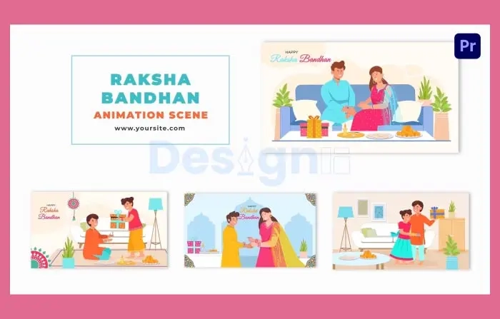 Raksha Bandhan Sibling Bonding Flat Character Animation Scene