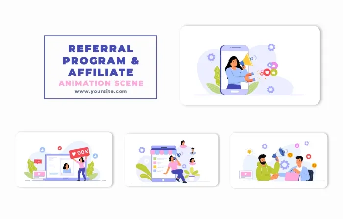 Referral Program and Affiliate Character Animation Scene