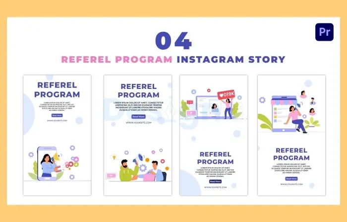 Referral Program and Affiliate Marketing Flat Character Instagram Story