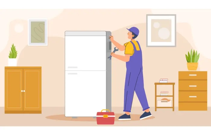 Refrigerator Technician Flat Character Illustration image