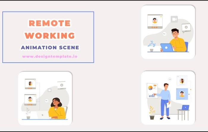 Remote Working Animation Scene After Effects Template