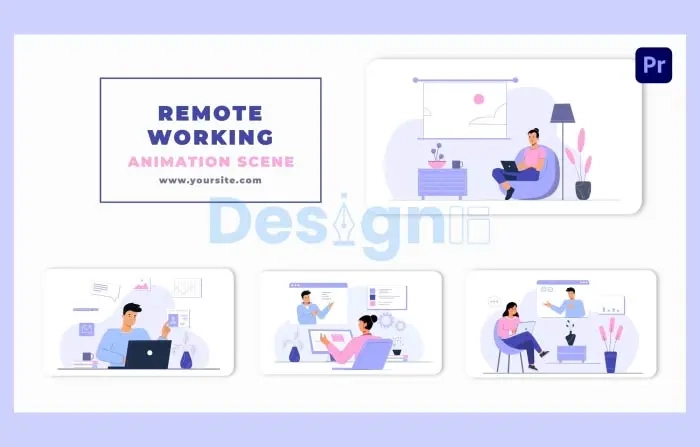 Remote Working Concept Character Animation Scene