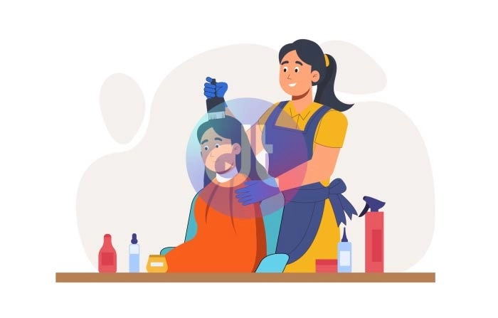 Resizable Character Beauty Parlor Animation Scene