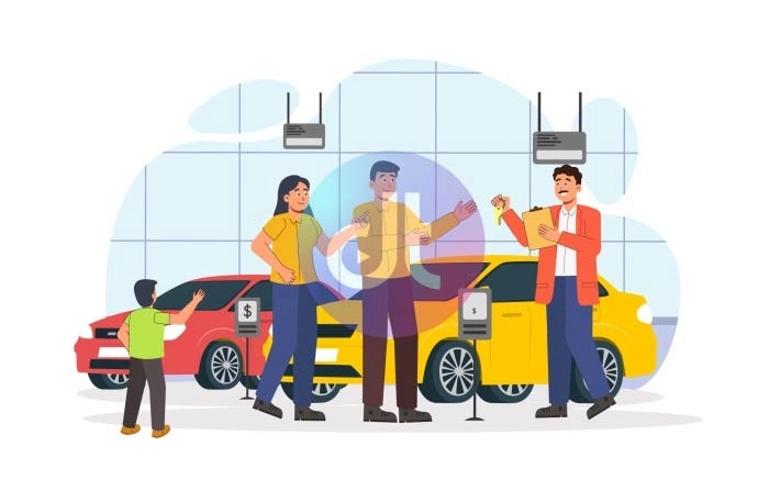Resizable Flat Character Car Dealerships Animation Scene
