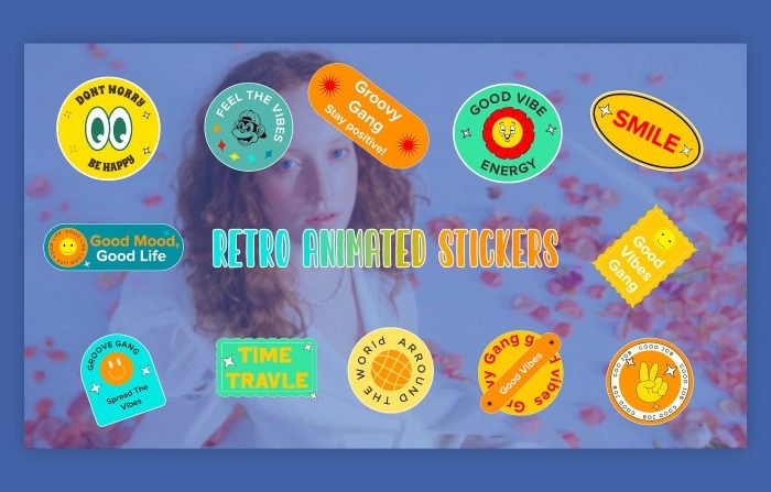 Retro Animated Stickers Element Pack After Effects Template