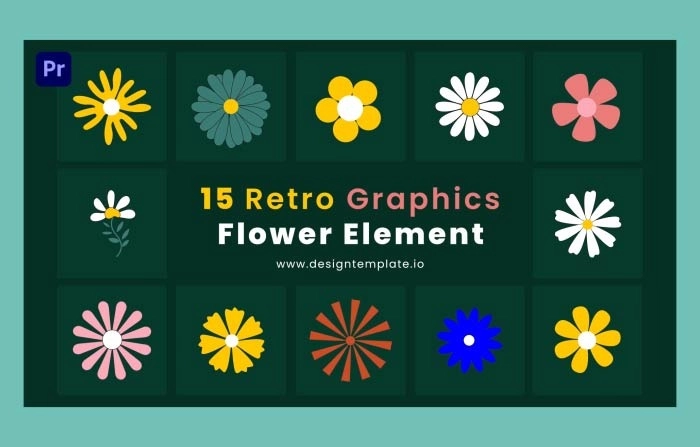 Retro Graphics Flower Premiere Pro Element Template