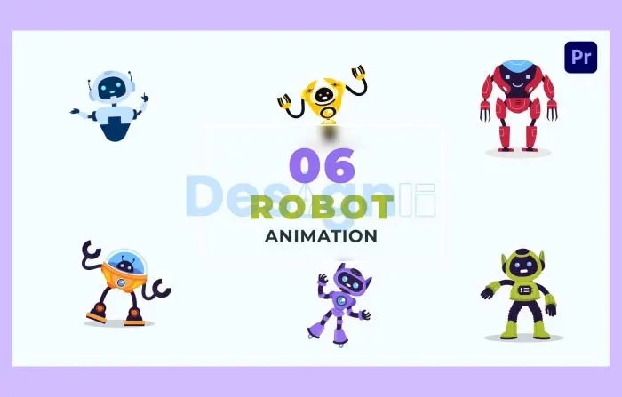 Robots Set 2D Character Animation Scene