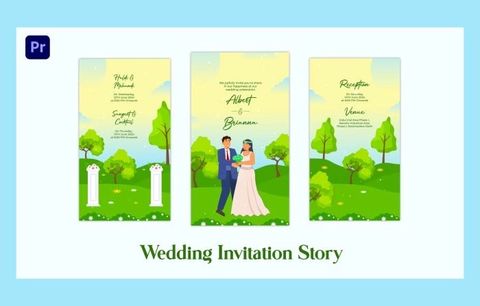 Romantic Wedding Invitation Instagram Story Premiere Pro Template