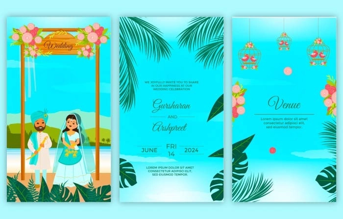 Royal Panjabi Character Wedding Invitation Instagram Story After Effects Template