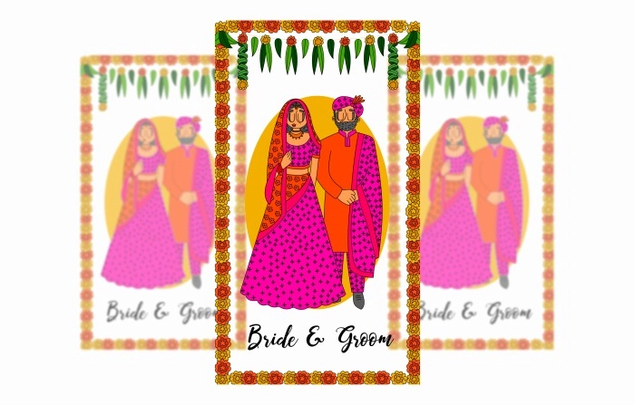 Royal Rajasthani Wedding Invitation Illustration