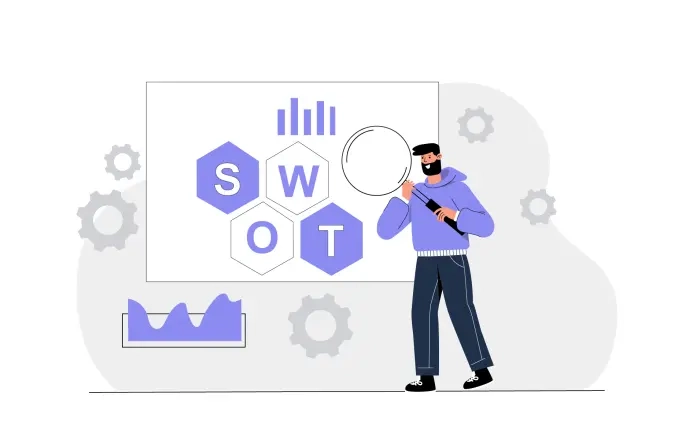 SWOT Analysis Flat Character Stock Design Illustration image