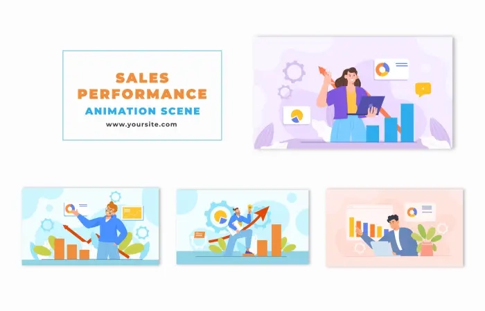 Sales Performance Analyzing Character Animation Scene