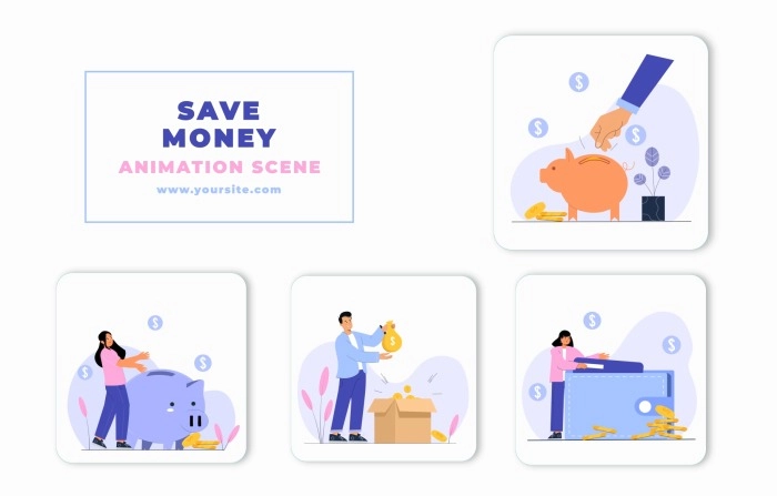 Money Animation Scene After Effects Template