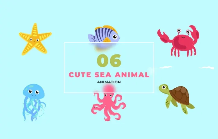 Sea Animal Flat Vector Animation Scene
