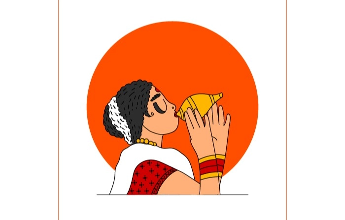 Shankh Naad In Goddess Durga Aarti Illustration image