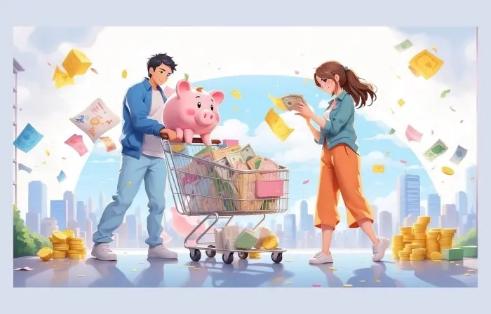 Shopping Concept 2d Vector Character Illustration image