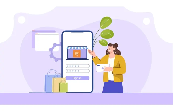 Shopping App Sign in Concept Flat Avatar Illustration image