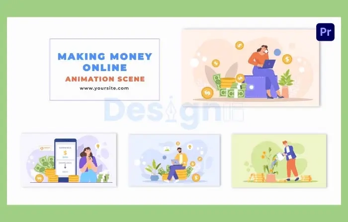 Smart Online Income Generation 2D Character Animation Scene