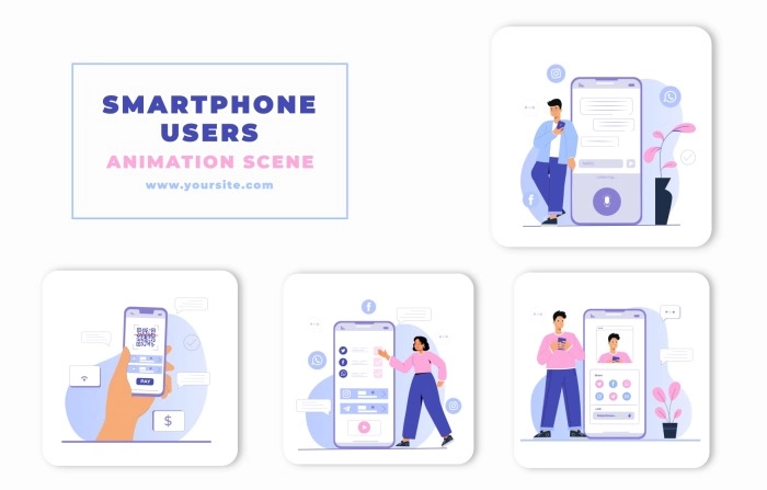 Smartphone Users Animation After Effects Template