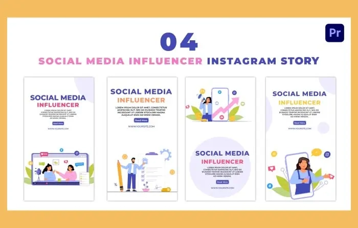 Social Media Influencer Podcast Interviewer Flat Character Instagram Story