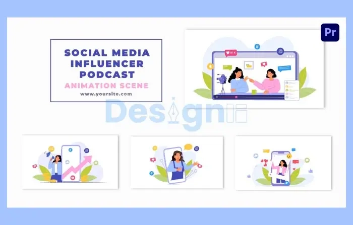 Social Media Influencer and Interview Podcast Character Animation Scene