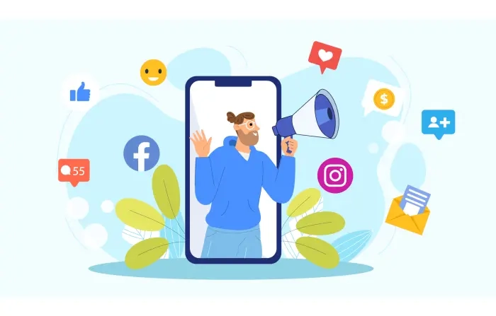 Social Media Marketing Concept Flat Character Template image