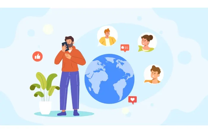 Social Media Networks Man Avatar in 2D Vector Illustration image