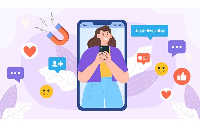 Social Media User Girl Character Illustration