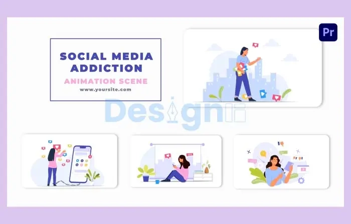 Social Media addicted people Animation Scene