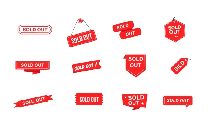 Sold Out Titles Vector Illustration