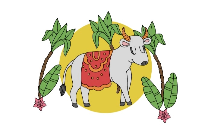 South Indian Festival Pongal Illustration