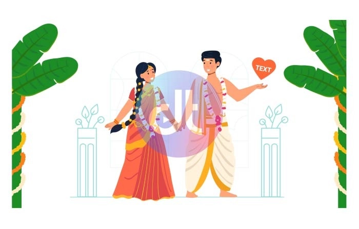 South Indian Wedding Couples Animation Scene